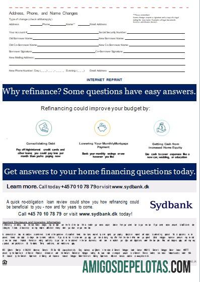 Extrato de hipoteca do banco Sydbank da Dinamarca, 3 páginas, 3 Scr baixar para verificação
